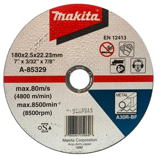 SKI - สกี จำหน่ายสินค้าหลากหลาย และคุณภาพดี | MAKITA A-85329 แผ่นตัดเหล็ก 7นิ้ว (180x2.5x22mm)